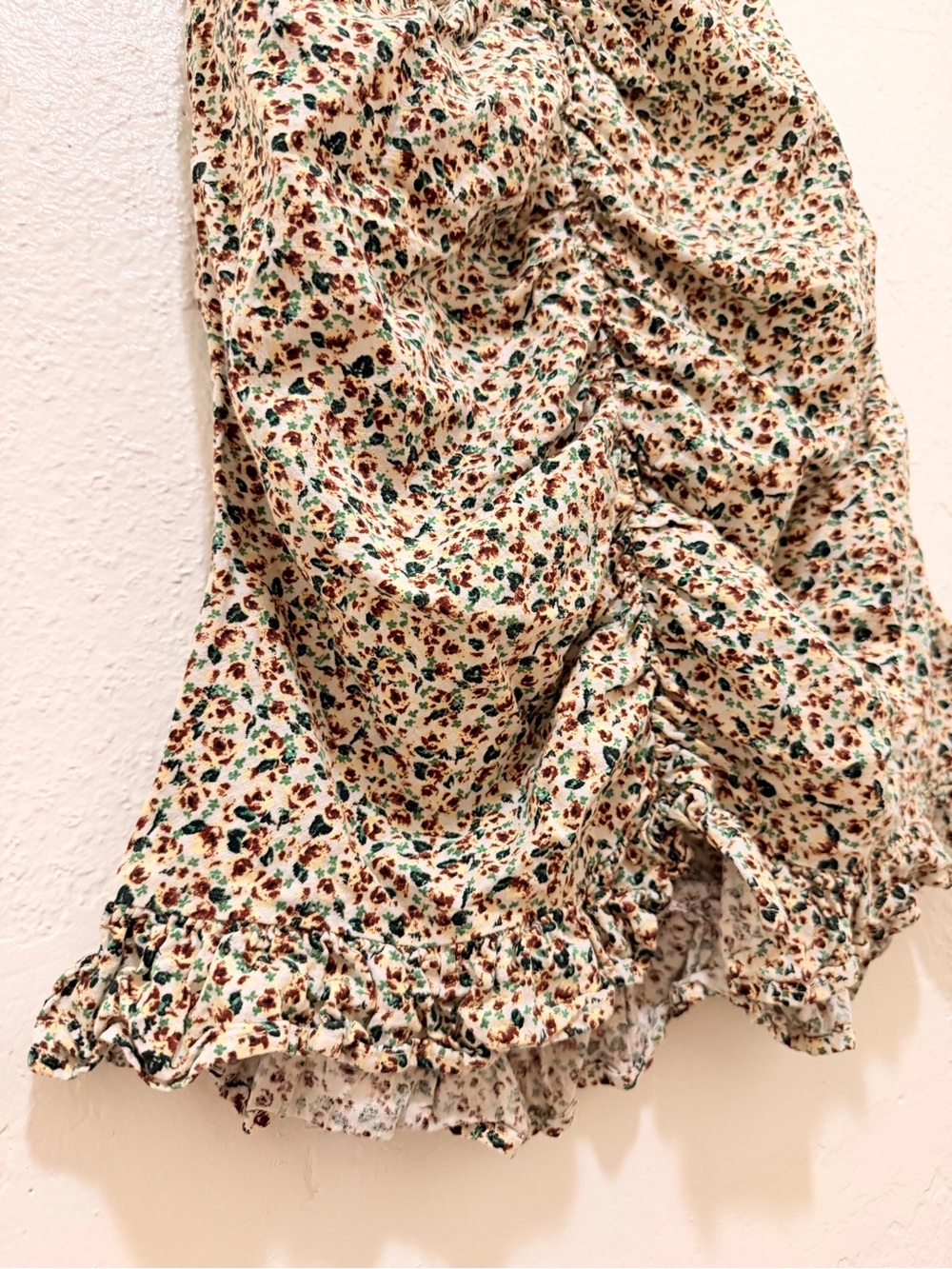 ZARA Floral Ruched Ruffle Mini Dress Size M - Picture 4 of 5
